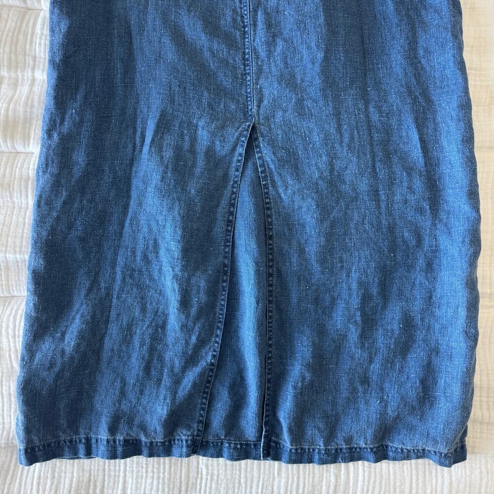 Vintage 90s Liz Claiborne Lizwear Linen Blue Maxi Dress Size 10 - Picture 9 of 12